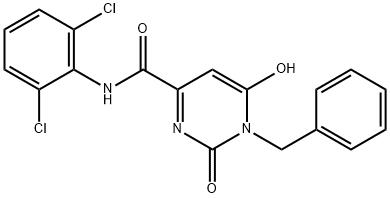 1-BENZYL-N-(2,6-DICHLOROPHENYL)-6-HYDROXY-2-OXO-1,2-DIHYDRO-4-PYRIMIDINECARBOXAMIDE Struktur