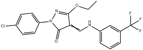 2-(4-CHLOROPHENYL)-5-ETHOXY-4-([3-(TRIFLUOROMETHYL)ANILINO]METHYLENE)-2,4-DIHYDRO-3H-PYRAZOL-3-ONE Struktur