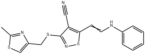 5-(2-ANILINOVINYL)-3-([(2-METHYL-1,3-THIAZOL-4-YL)METHYL]SULFANYL)-4-ISOTHIAZOLECARBONITRILE Struktur