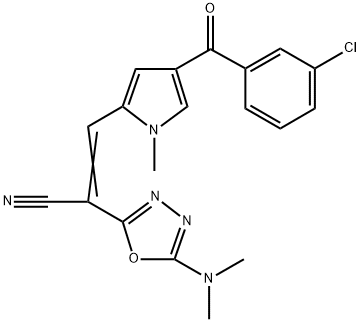 3-[4-(3-CHLOROBENZOYL)-1-METHYL-1H-PYRROL-2-YL]-2-[5-(DIMETHYLAMINO)-1,3,4-OXADIAZOL-2-YL]ACRYLONITRILE Struktur