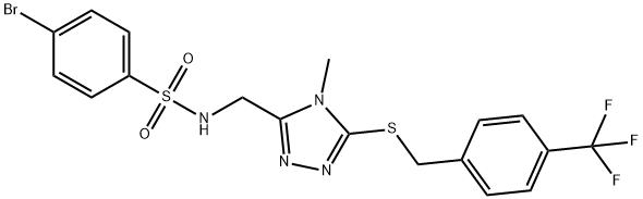 4-BROMO-N-[(4-METHYL-5-([4-(TRIFLUOROMETHYL)BENZYL]SULFANYL)-4H-1,2,4-TRIAZOL-3-YL)METHYL]BENZENESULFONAMIDE Struktur