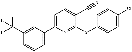 2-[(4-CHLOROPHENYL)SULFANYL]-6-[3-(TRIFLUOROMETHYL)PHENYL]NICOTINONITRILE Struktur