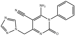 6-AMINO-2-OXO-1-PHENYL-4-(1H-1,2,4-TRIAZOL-1-YLMETHYL)-1,2-DIHYDRO-5-PYRIMIDINECARBONITRILE Struktur