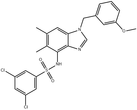 3,5-DICHLORO-N-[1-(3-METHOXYBENZYL)-5,6-DIMETHYL-1H-1,3-BENZIMIDAZOL-4-YL]BENZENESULFONAMIDE Struktur