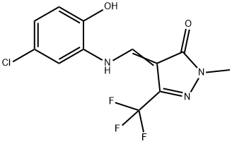 4-[(5-CHLORO-2-HYDROXYANILINO)METHYLENE]-2-METHYL-5-(TRIFLUOROMETHYL)-2,4-DIHYDRO-3H-PYRAZOL-3-ONE Struktur