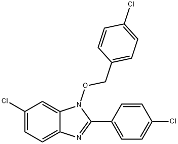 6-CHLORO-1-[(4-CHLOROBENZYL)OXY]-2-(4-CHLOROPHENYL)-1H-1,3-BENZIMIDAZOLE Struktur