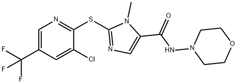 2-([3-CHLORO-5-(TRIFLUOROMETHYL)-2-PYRIDINYL]SULFANYL)-1-METHYL-N-MORPHOLINO-1H-IMIDAZOLE-5-CARBOXAMIDE Struktur