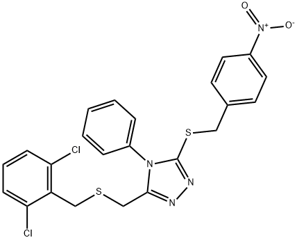 2,6-DICHLOROBENZYL (5-[(4-NITROBENZYL)SULFANYL]-4-PHENYL-4H-1,2,4-TRIAZOL-3-YL)METHYL SULFIDE Struktur