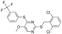 2-[(2,6-DICHLOROBENZYL)SULFANYL]-4-([3-(TRIFLUOROMETHYL)PHENYL]SULFANYL)-5-PYRIMIDINYL METHYL ETHER Struktur