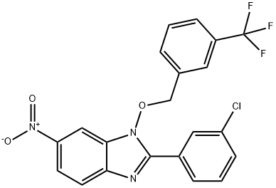 2-(3-CHLOROPHENYL)-6-NITRO-1-([3-(TRIFLUOROMETHYL)BENZYL]OXY)-1H-1,3-BENZIMIDAZOLE Struktur