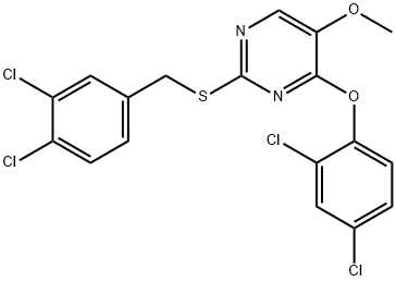 2-[(3,4-DICHLOROBENZYL)SULFANYL]-4-(2,4-DICHLOROPHENOXY)-5-METHOXYPYRIMIDINE Struktur