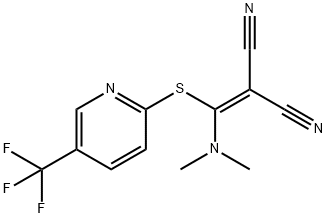 2-((DIMETHYLAMINO)([5-(TRIFLUOROMETHYL)-2-PYRIDINYL]SULFANYL)METHYLENE)MALONONITRILE Struktur