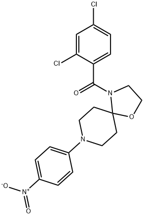 (2,4-DICHLOROPHENYL)[8-(4-NITROPHENYL)-1-OXA-4,8-DIAZASPIRO[4.5]DEC-4-YL]METHANONE Struktur