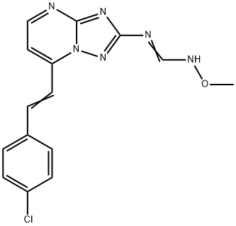 N-[7-(4-CHLOROSTYRYL)[1,2,4]TRIAZOLO[1,5-A]PYRIMIDIN-2-YL]-N'-METHOXYIMINOFORMAMIDE Struktur