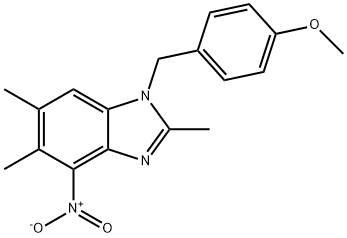 1-(4-METHOXYBENZYL)-2,5,6-TRIMETHYL-4-NITRO-1H-1,3-BENZIMIDAZOLE Struktur