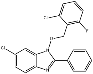 6-CHLORO-1-[(2-CHLORO-6-FLUOROBENZYL)OXY]-2-PHENYL-1H-1,3-BENZIMIDAZOLE Struktur