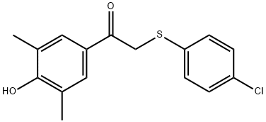 2-[(4-CHLOROPHENYL)SULFANYL]-1-(4-HYDROXY-3,5-DIMETHYLPHENYL)-1-ETHANONE Struktur