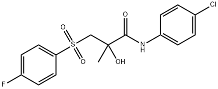 N-(4-CHLOROPHENYL)-3-[(4-FLUOROPHENYL)SULFONYL]-2-HYDROXY-2-METHYLPROPANAMIDE Struktur