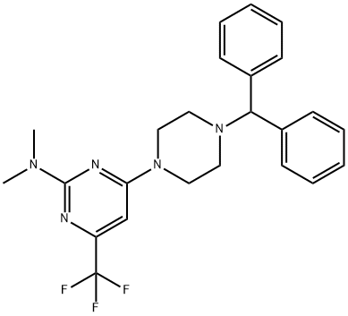 4-(4-BENZHYDRYLPIPERAZINO)-N,N-DIMETHYL-6-(TRIFLUOROMETHYL)-2-PYRIMIDINAMINE Struktur