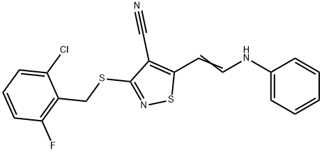 5-(2-ANILINOVINYL)-3-[(2-CHLORO-6-FLUOROBENZYL)SULFANYL]-4-ISOTHIAZOLECARBONITRILE Struktur