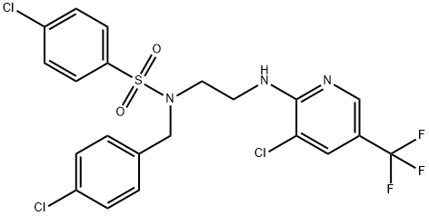 4-CHLORO-N-(4-CHLOROBENZYL)-N-(2-([3-CHLORO-5-(TRIFLUOROMETHYL)-2-PYRIDINYL]AMINO)ETHYL)BENZENESULFONAMIDE Struktur