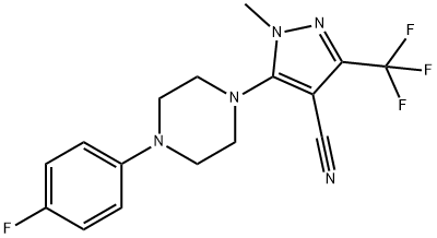 5-[4-(4-FLUOROPHENYL)PIPERAZINO]-1-METHYL-3-(TRIFLUOROMETHYL)-1H-PYRAZOLE-4-CARBONITRILE Struktur