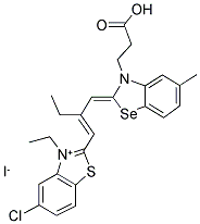 5-CHLORO-2-(2-((5-METHYL-3-CARBOXYETHYL-2-(3H)-BENZOSELENOZOZYLIDENE) METHYL)-1-BUTENYL-3-ETHYL-BENZOTHIAZOLIUM IODIDE Struktur