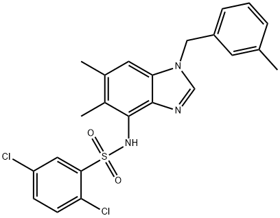 2,5-DICHLORO-N-[5,6-DIMETHYL-1-(3-METHYLBENZYL)-1H-1,3-BENZIMIDAZOL-4-YL]BENZENESULFONAMIDE Struktur