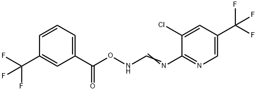 3-CHLORO-5-(TRIFLUOROMETHYL)-N'-([3-(TRIFLUOROMETHYL)BENZOYL]OXY)-2-PYRIDINECARBOXIMIDAMIDE Struktur