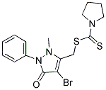 4-BROMO-2-METHYL-1-PHENYL-3-((PYRROLIDINYLTHIOXOMETHYLTHIO)METHYL)-3-PYRAZOLIN-5-ONE Struktur