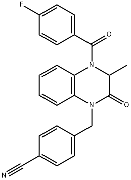 4-([4-(4-FLUOROBENZOYL)-3-METHYL-2-OXO-3,4-DIHYDRO-1(2H)-QUINOXALINYL]METHYL)BENZENECARBONITRILE Struktur