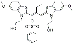 3-(2-HYDROXYETHYL)-2-[2-[[3-(2-HYDROXYETHYL)-5-METHOXY-2-BENZOTHIAZOLYLIDENE]METHYL]-1-BUTENYL]-5-METHOXYBENZOTHIAZOLIUM TOSYLATE Struktur