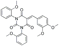 1,3-BIS(2-METHOXYPHENYL)-5-((3,4-DIMETHOXYPHENYL)METHYLENE)-1,3-DIAZAPERHYDROINE-2,4,6-TRIONE Struktur