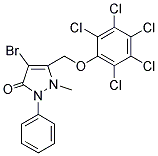 4-BROMO-2-METHYL-3-((2,3,4,5,6-PENTACHLOROPHENOXY)METHYL)-1-PHENYL-3-PYRAZOLIN-5-ONE Struktur