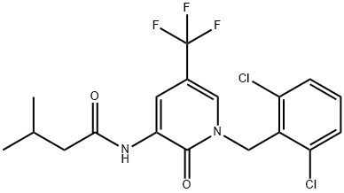 N-[1-(2,6-DICHLOROBENZYL)-2-OXO-5-(TRIFLUOROMETHYL)-1,2-DIHYDRO-3-PYRIDINYL]-3-METHYLBUTANAMIDE Struktur