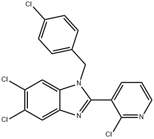 5,6-DICHLORO-1-(4-CHLOROBENZYL)-2-(2-CHLORO-3-PYRIDINYL)-1H-1,3-BENZIMIDAZOLE Struktur