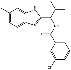 3-CHLORO-N-[2-METHYL-1-(5-METHYL-1H-1,3-BENZIMIDAZOL-2-YL)PROPYL]BENZENECARBOXAMIDE Struktur