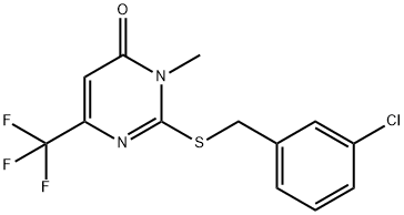 2-[(3-CHLOROBENZYL)SULFANYL]-3-METHYL-6-(TRIFLUOROMETHYL)-4(3H)-PYRIMIDINONE Struktur