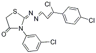 3-CHLORO-3-(4-CHLOROPHENYL)ACRYLALDEHYDE N-[3-(3-CHLOROPHENYL)-4-OXO-1,3-THIAZOLAN-2-YLIDENE]HYDRAZONE Struktur