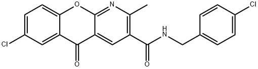 7-CHLORO-N-(4-CHLOROBENZYL)-2-METHYL-5-OXO-5H-CHROMENO[2,3-B]PYRIDINE-3-CARBOXAMIDE Struktur