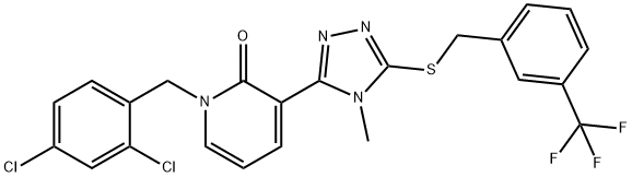 1-(2,4-DICHLOROBENZYL)-3-(4-METHYL-5-([3-(TRIFLUOROMETHYL)BENZYL]SULFANYL)-4H-1,2,4-TRIAZOL-3-YL)-2(1H)-PYRIDINONE Struktur