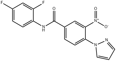 N-(2,4-DIFLUOROPHENYL)-3-NITRO-4-(1H-PYRAZOL-1-YL)BENZENECARBOXAMIDE Struktur