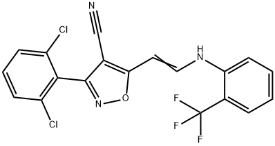 3-(2,6-DICHLOROPHENYL)-5-(2-[2-(TRIFLUOROMETHYL)ANILINO]VINYL)-4-ISOXAZOLECARBONITRILE Struktur