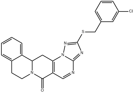 2-[(3-CHLOROBENZYL)SULFANYL]-8,9,13B,14-TETRAHYDRO-6H-[1,2,4]TRIAZOLO[5'',1'':2',3']PYRIMIDO[4',5':4,5]PYRIDO[2,1-A]ISOQUINOLIN-6-ONE Struktur