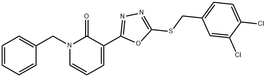 1-BENZYL-3-(5-[(3,4-DICHLOROBENZYL)SULFANYL]-1,3,4-OXADIAZOL-2-YL)-2(1H)-PYRIDINONE Struktur