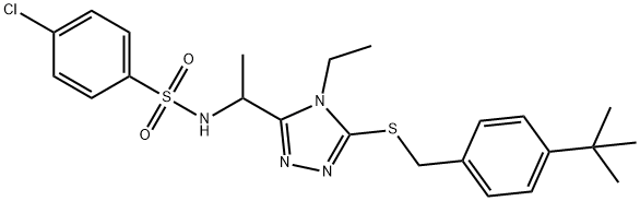 N-[1-(5-([4-(TERT-BUTYL)BENZYL]SULFANYL)-4-ETHYL-4H-1,2,4-TRIAZOL-3-YL)ETHYL]-4-CHLOROBENZENESULFONAMIDE Struktur