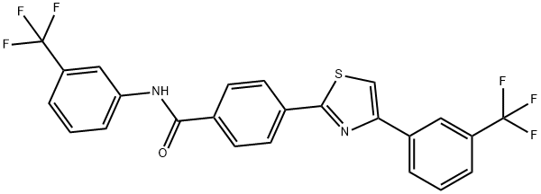 N-[3-(TRIFLUOROMETHYL)PHENYL]-4-(4-[3-(TRIFLUOROMETHYL)PHENYL]-1,3-THIAZOL-2-YL)BENZENECARBOXAMIDE Struktur