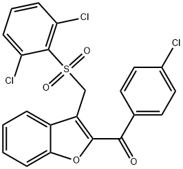 (4-CHLOROPHENYL)(3-([(2,6-DICHLOROPHENYL)SULFONYL]METHYL)-1-BENZOFURAN-2-YL)METHANONE Struktur