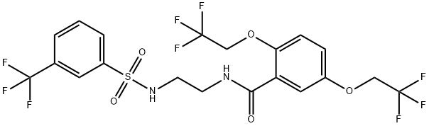 2,5-BIS(2,2,2-TRIFLUOROETHOXY)-N-[2-(([3-(TRIFLUOROMETHYL)PHENYL]SULFONYL)AMINO)ETHYL]BENZENECARBOXAMIDE Struktur