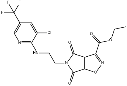 ETHYL 5-(2-([3-CHLORO-5-(TRIFLUOROMETHYL)-2-PYRIDINYL]AMINO)ETHYL)-4,6-DIOXO-4,5,6,6A-TETRAHYDRO-3AH-PYRROLO[3,4-D]ISOXAZOLE-3-CARBOXYLATE Struktur